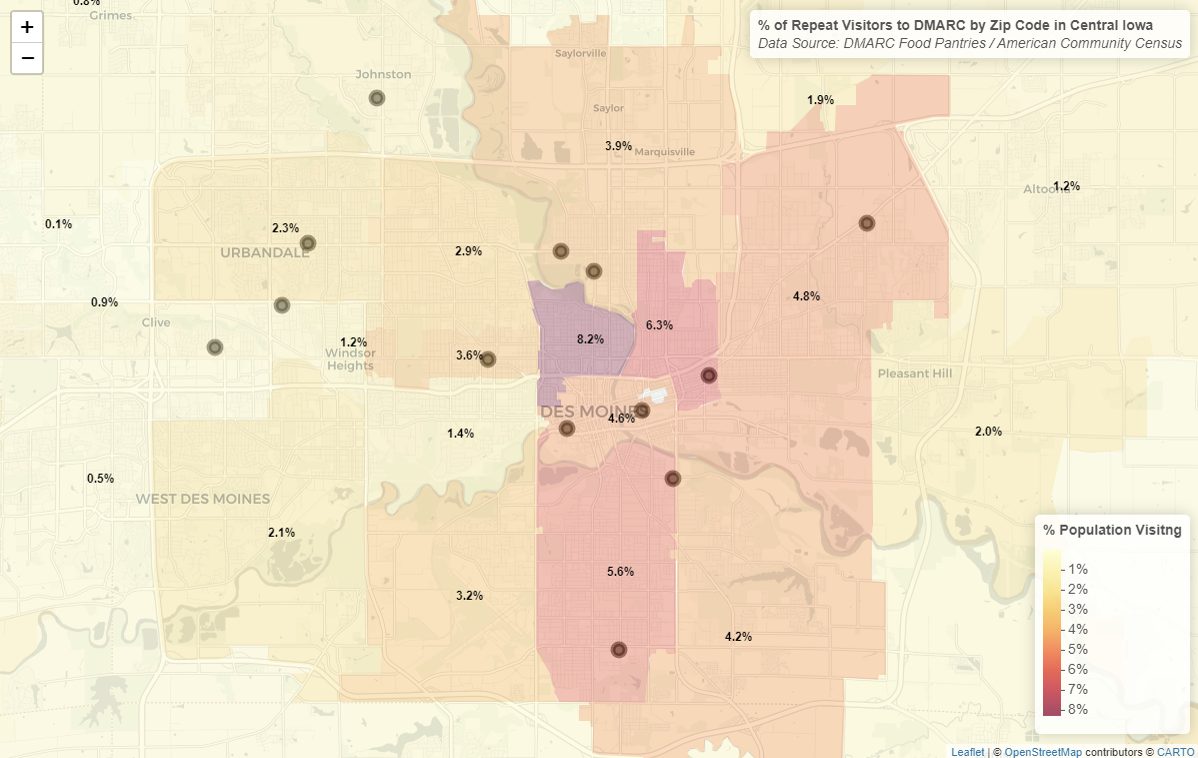 Visitor density map by zip code